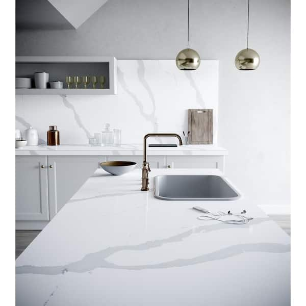 Silestone 4 in. x 6 in. Quartz Countertop Sample in Bianco Calacatta  SS-Q0710 - The Home Depot