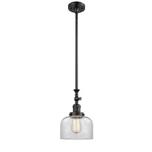 Bell 1-Light Matte Black Bowl Pendant Light with Clear Glass Shade