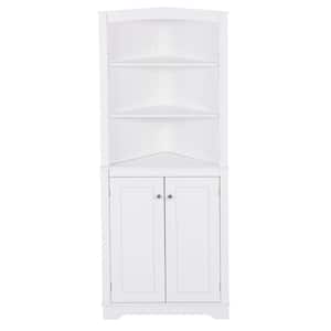 13-in D x 24.4-in W x 63.8-in H White Ready to Assemble Corner Cabinet with Adjustable Shelves and Doors