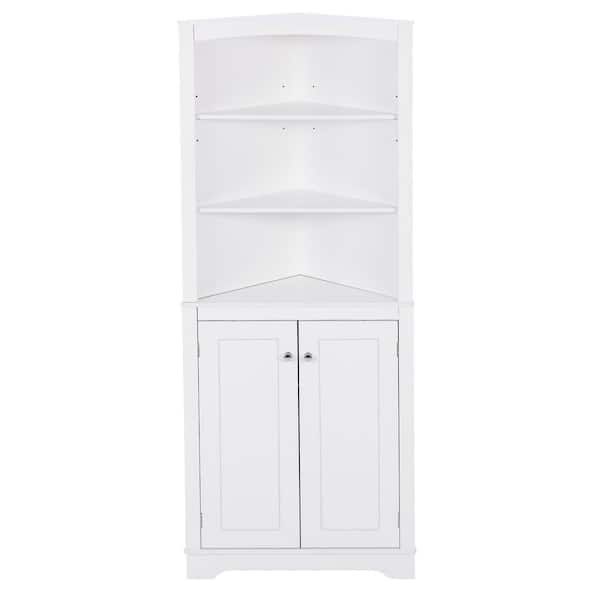Tidoin 13-in D x 24.4-in W x 63.8-in H White Ready to Assemble Corner Cabinet with Adjustable Shelves and Doors