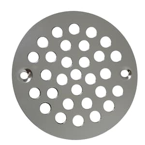 4-1/4 in. Round Stamped Replacement Coverall Strainer in Polished Nickel for Shower/Floor Drains