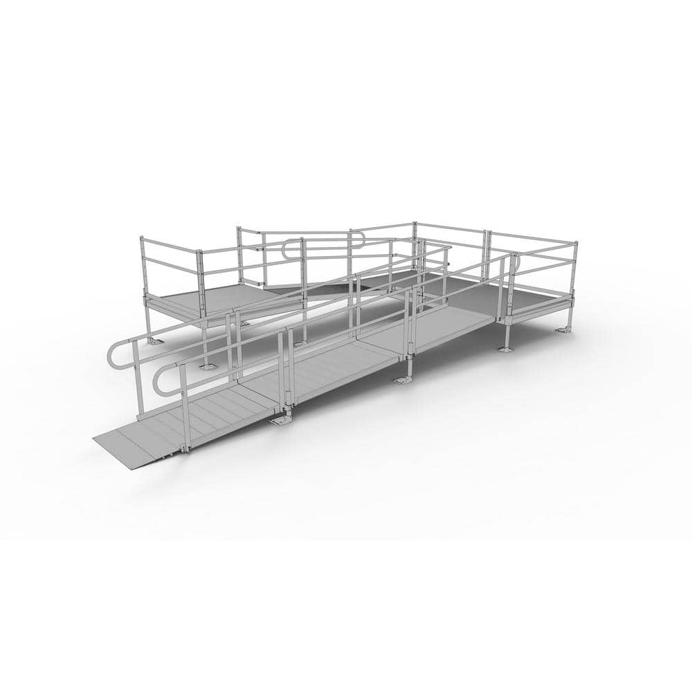 EZ-ACCESS PATHWAY 22 ft. U-Shaped Aluminum Wheelchair Ramp Kit with ...
