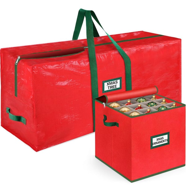 Afoxsos Red Water-Resistant Artificial Tree Storage Bag with Handles ...