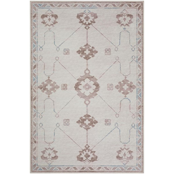 Addison Rugs Yuma Ivory 5 ft. x 7 ft. 6 in. Geometric Indoor/Outdoor Washable Area Rug