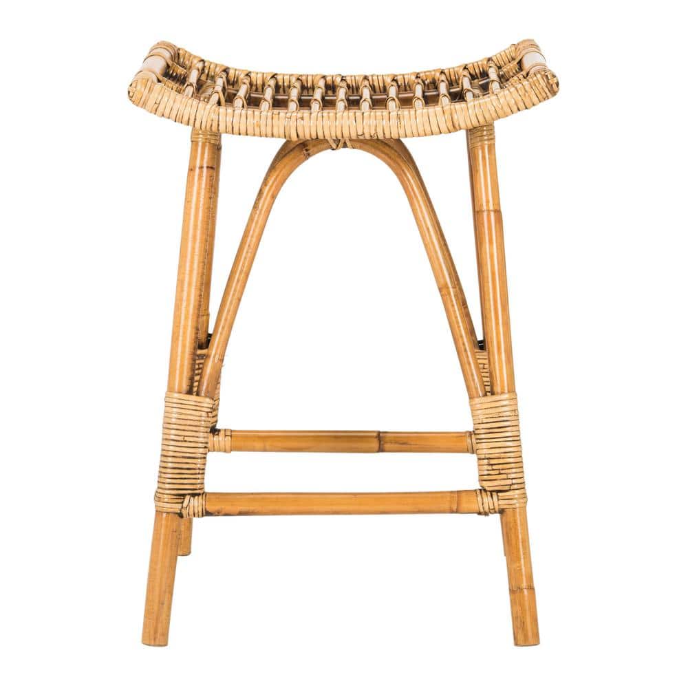 Transitional Saddle Style 25" Wood Counter Stool in Brown