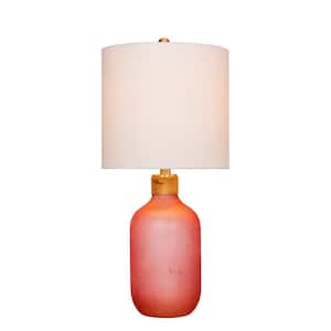 26 in. Island Jug Glass Table Lamp in Frosted Pink