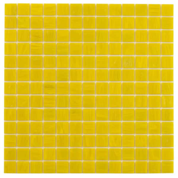 Apollo Tile Celestial 4" x 6" Glossy Canary Yellow Glass Mosaic Uniform square Wall & Floor Sample Tile 0.13 sq. ft./Piece (1-Pack)