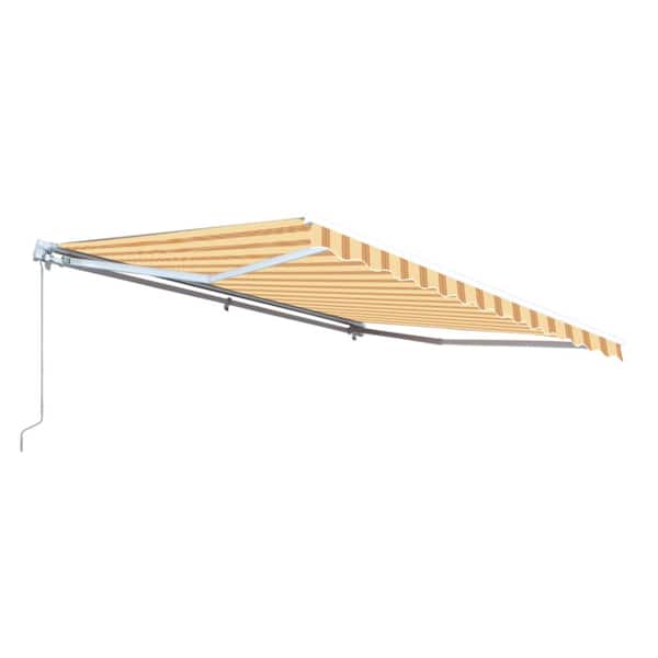 ALEKO 16 ft. Motorized Retractable Awning (120 in. Projection) in Multi-Stripe Yellow