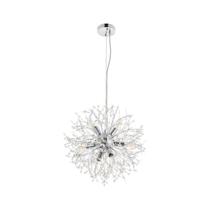 Timeless Home 20 in. 8-Light Chrome and Clear Pendant Light, Bulbs Not Included