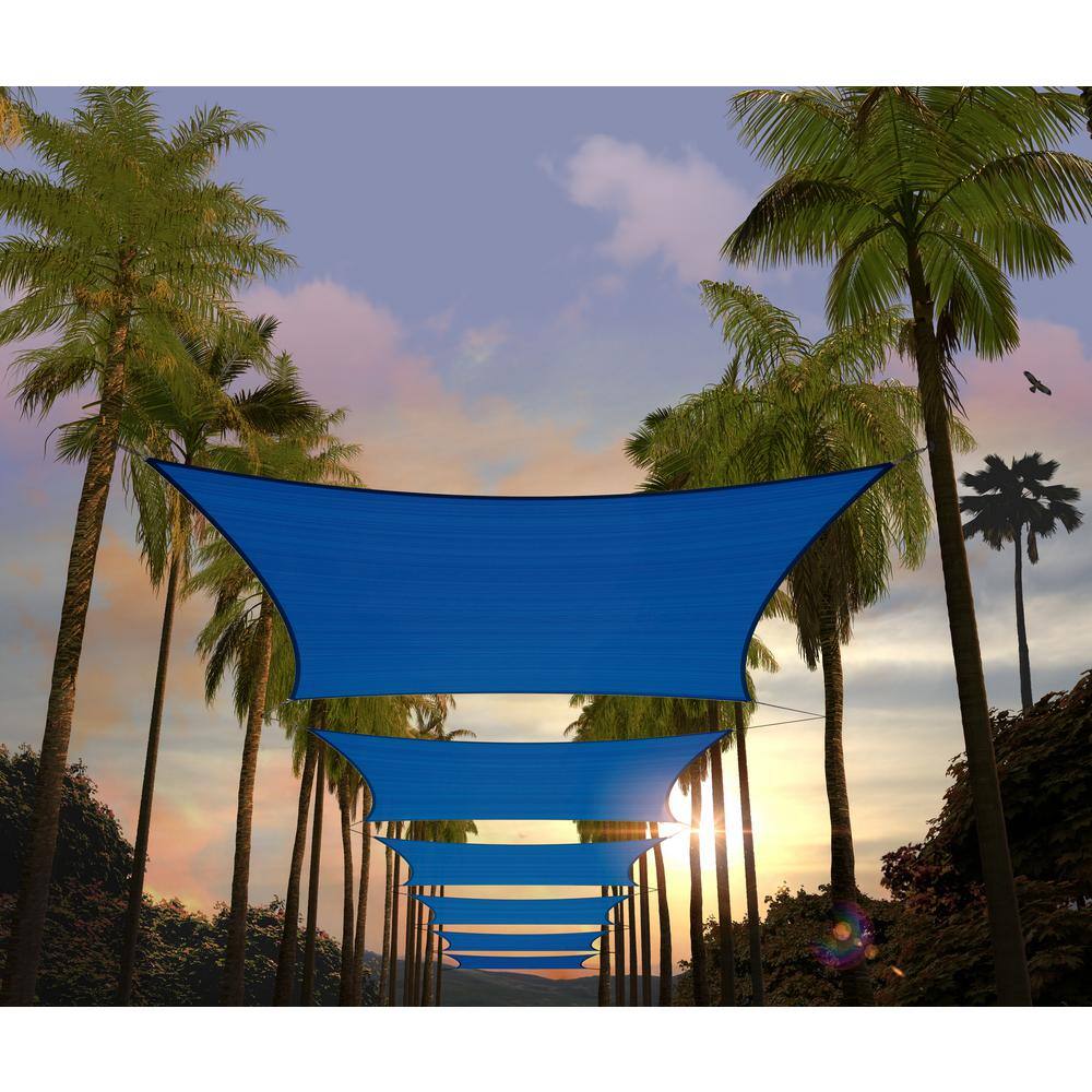8' x 12' Blue HDPE Rectangle Sun Shade Sail Canopy