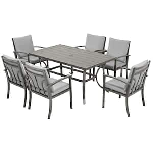 Modique Gray 7-Piece Aluminum Outdoor Dinning Set with Gray Cushions