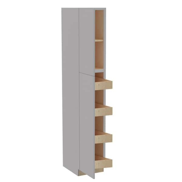 Hargrove 18 in. W x 24 in. D x 90 in. H Assembled Plywood Pantry Kitchen Cabinet in Veiled Gray with 4ROT Soft Close LH