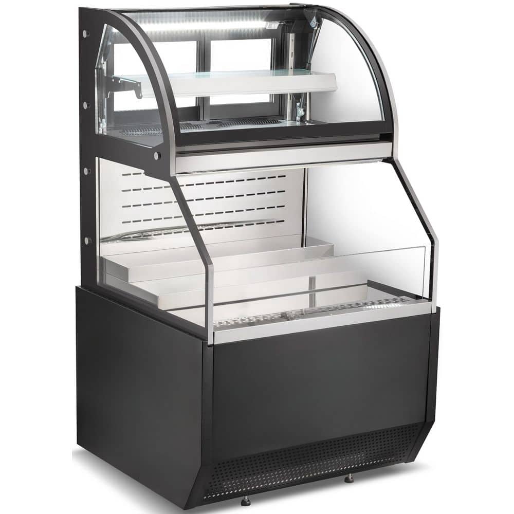 36 in 11.4 Cu. Ft. Auto/Cycle Defrost Commercial NSF Double-Deck Open Display Refrigerated Showcase EC325B-2 in Black