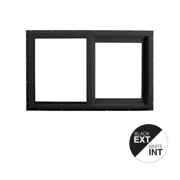 Ply Gem 59.5 in. x 35.5 in. Select Series Horizontal Sliding Left Hand Vinyl Black Window with White Int, HPSC Glass and Screen