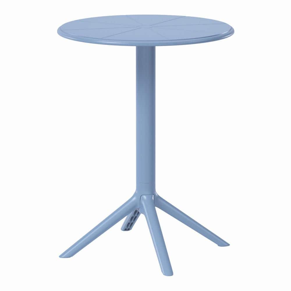 Frond and Form Modern Outdoor 23.5 in. Round Pedestal Base Poly Plastic Patio Bistro Dining Table, French Blue price history on PriceWatchPro