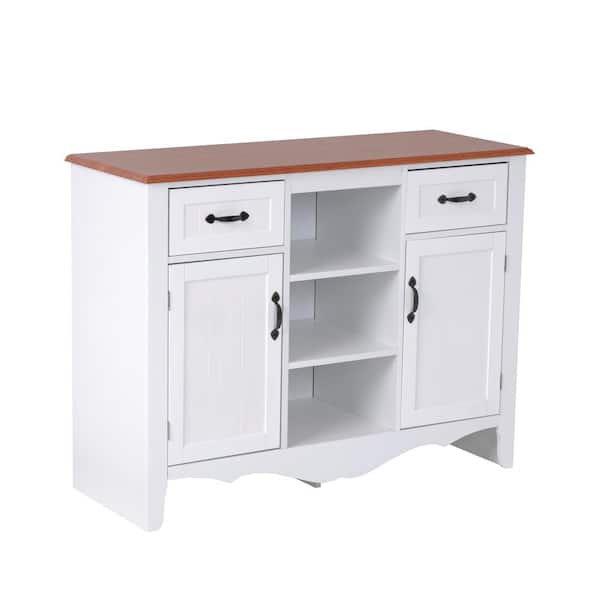 OS Home and Office Furniture Farmhouse Series White Buffet with 2-Drawers