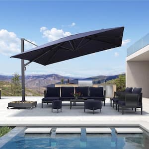 13 ft. Square Patio Umbrella Aluminum Large Cantilever Umbrella for Garden Deck Backyard Pool in Navy Blue