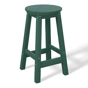 Laguna 24 in. Round HDPE Plastic Backless Counter Height Outdoor Dining Patio Bar Stool in Dark Green