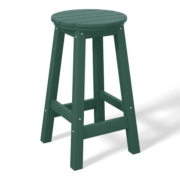 WESTIN OUTDOOR Laguna 24 in. Round HDPE Plastic Backless Counter Height Outdoor Dining Patio Bar Stool in Dark Green