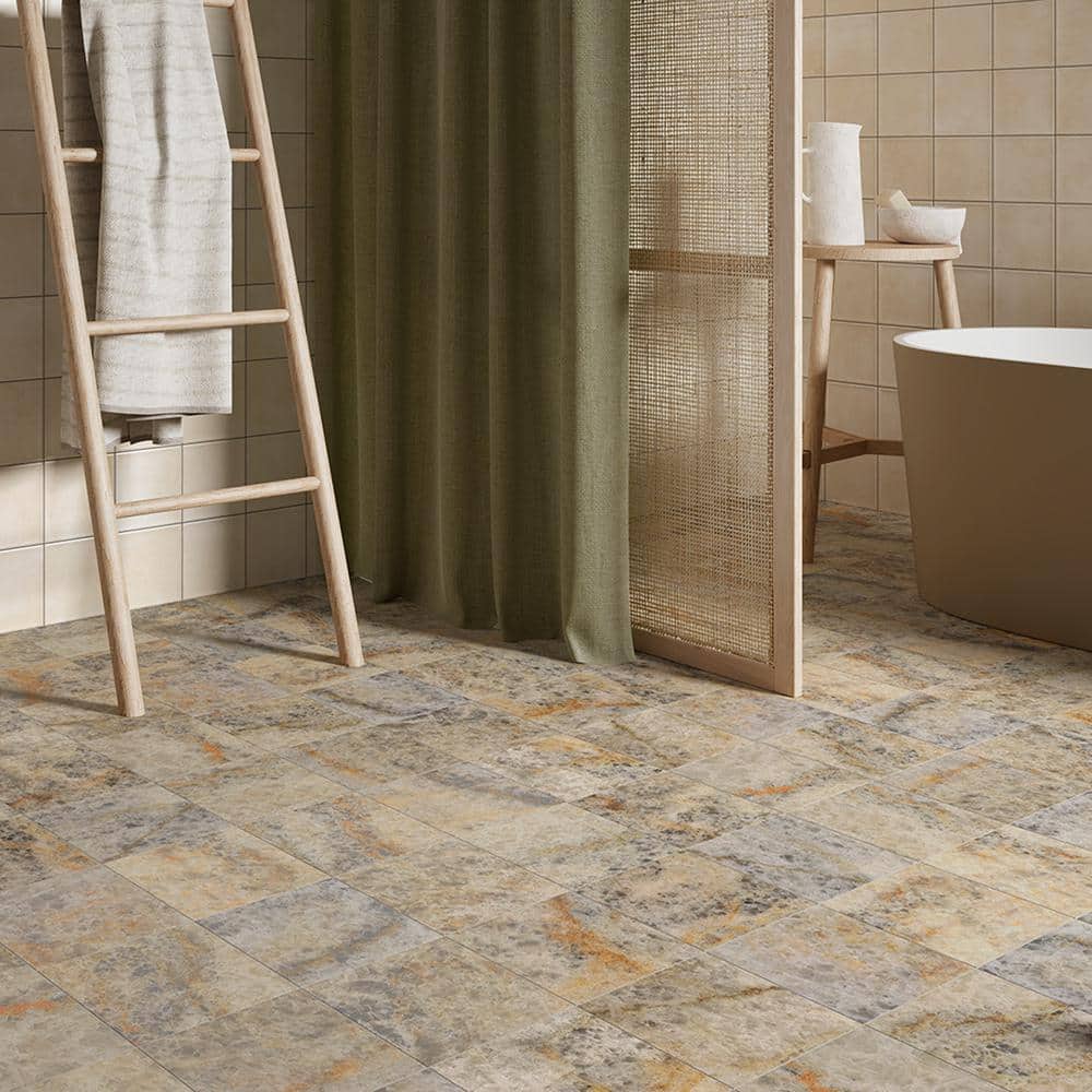 Senzia 8" x 8" Beige Marble-Look Porcelain Tile
