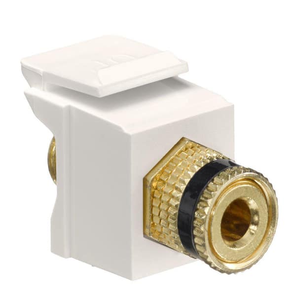 Leviton QuickPort Binding Post Connector with Black Stripe, Light Almond