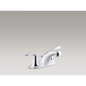 Coralais 4 in. Centerset 2-Handle Bathroom Faucet with Plastic Pop-Up Drain in Polished Chrome