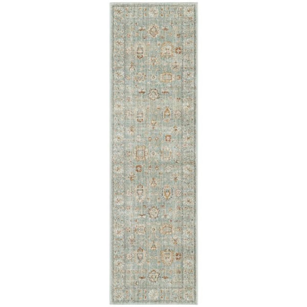 Traditional Home Mint 2 ft. x 8 ft. Distressed Traditional Runner Area Rug