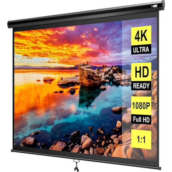 VIVOHOME 120 in. Manual Pull-Down Retractable Projector Screen, 1:1 HD