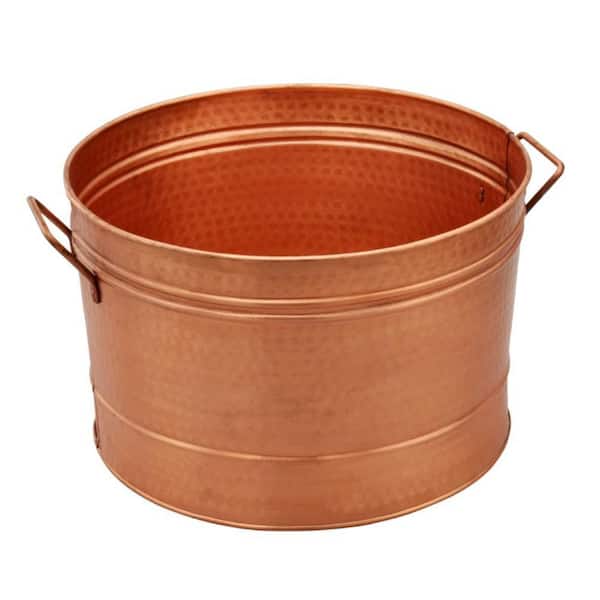 15.9 Gal. Hammered Pattern Copper Galvanized Farmhouse Style Tub