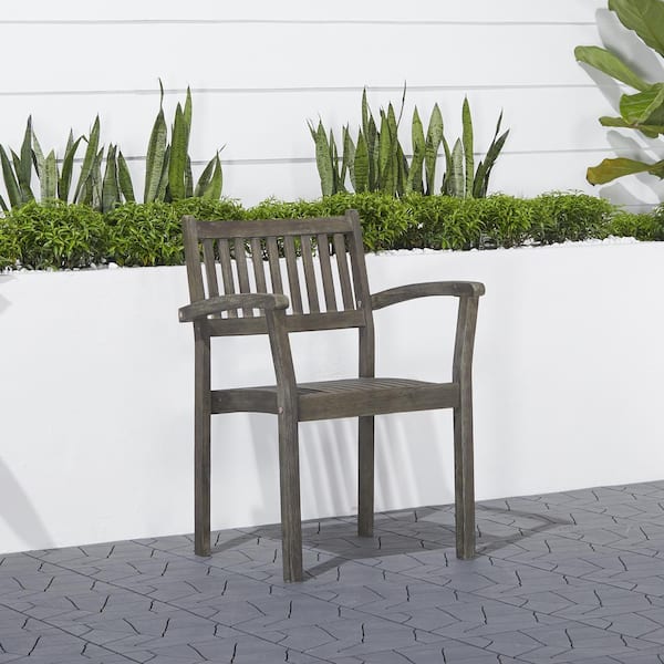 Vifah Renaissance Stacking Wood Outdoor Dining Chair (2-Pack)