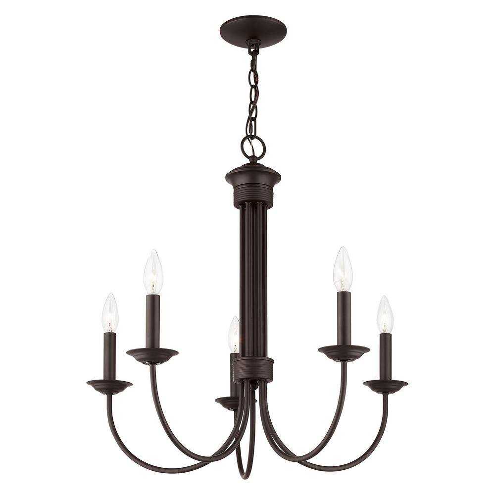 Estate Bronze 5-Light Classical Chandelier with Candelabra Base