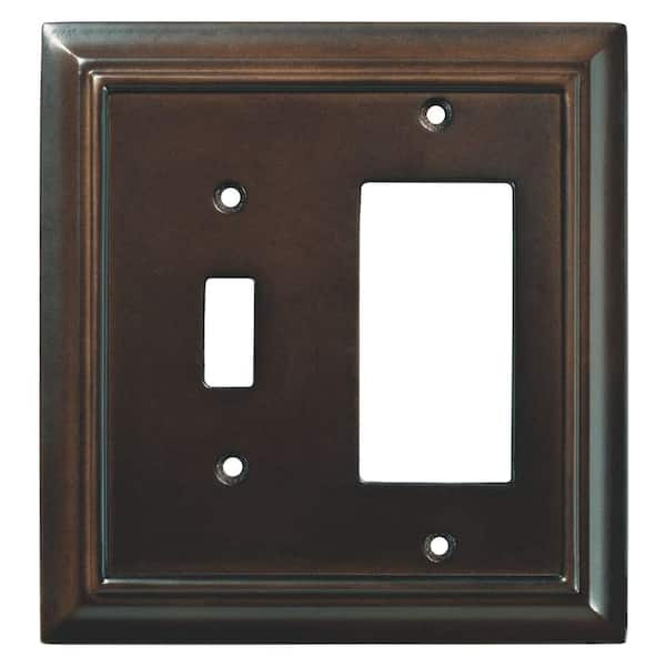 Liberty Brown 2-Gang 1-Toggle/1-Decorator/Rocker Wall Plate (1-Pack)