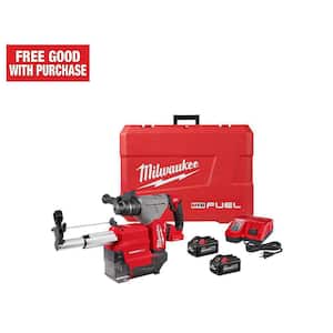 M18 FUEL 18V Lithium-Ion Brushless 1-1/8 in. Cordless SDS-Plus Rotary Hammer/Dust Extractor Kit, Two 6.0Ah Batteries