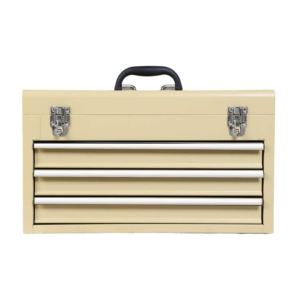 Big Red 20 in. Portable 3-Drawer Steel Tool Box with Metal Latch Closure, Yellow