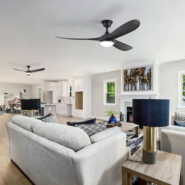 60 in. Smart Indoor/Outdoor Black Downrod Propeller Ceiling Fan with LED Light Kits, DC Motor and Remote/APP Control