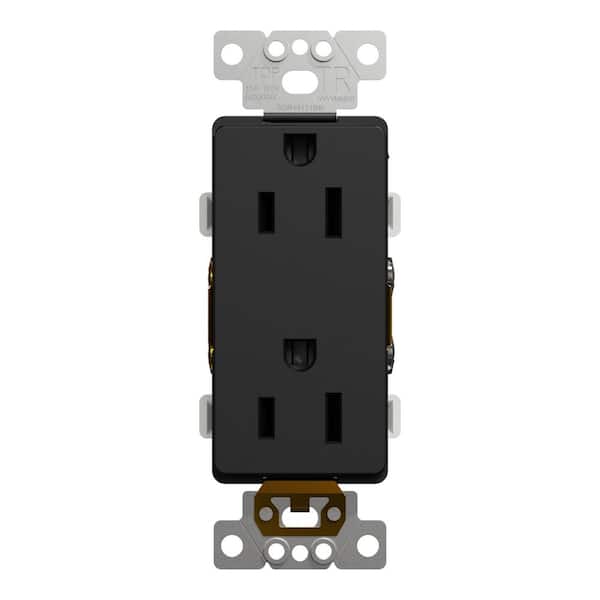 Square D X Series 15 Amp 125-Volt Tamper Resistant Indoor Heavy-Duty Duplex Outlet Back Wire Decorator Receptacle Matte Black