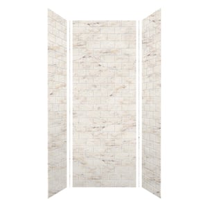 SaraMar 36 in. x 36 in. x 96 in. 3-Piece Easy Up Adhesive Alcove Shower Wall Surround in Biscotti Marble