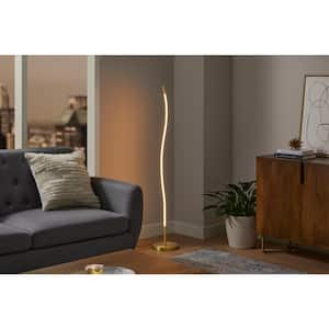 Calero 50 in. Gold Wave Arc Floor Lamp LED