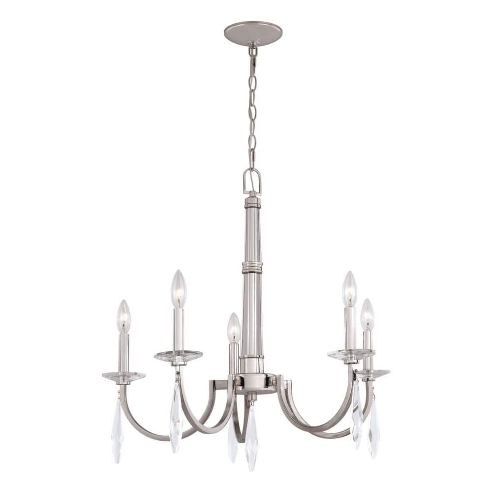 VAXCEL Hoyne 5-Light Crystal and Polished Nickel Candle Chandelier -  H0243
