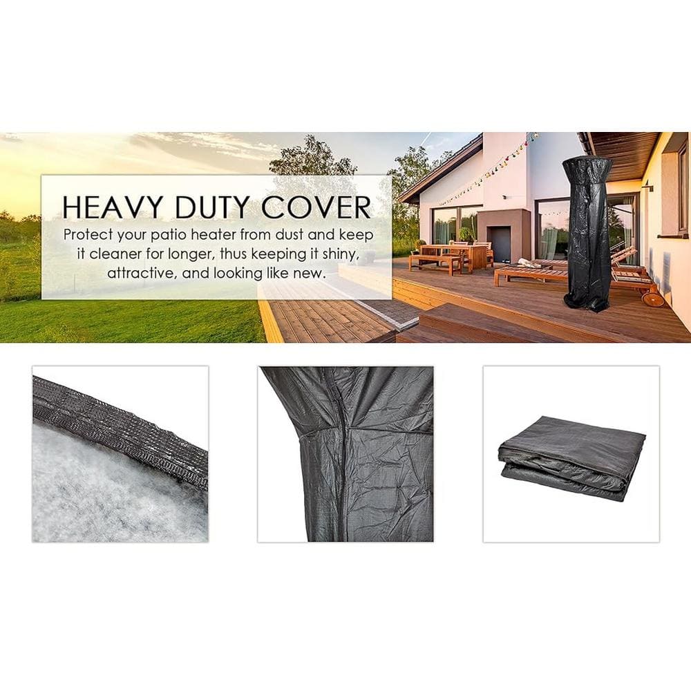 Heavy Duty Black Vinyl Full-Length Patio Heater Cover