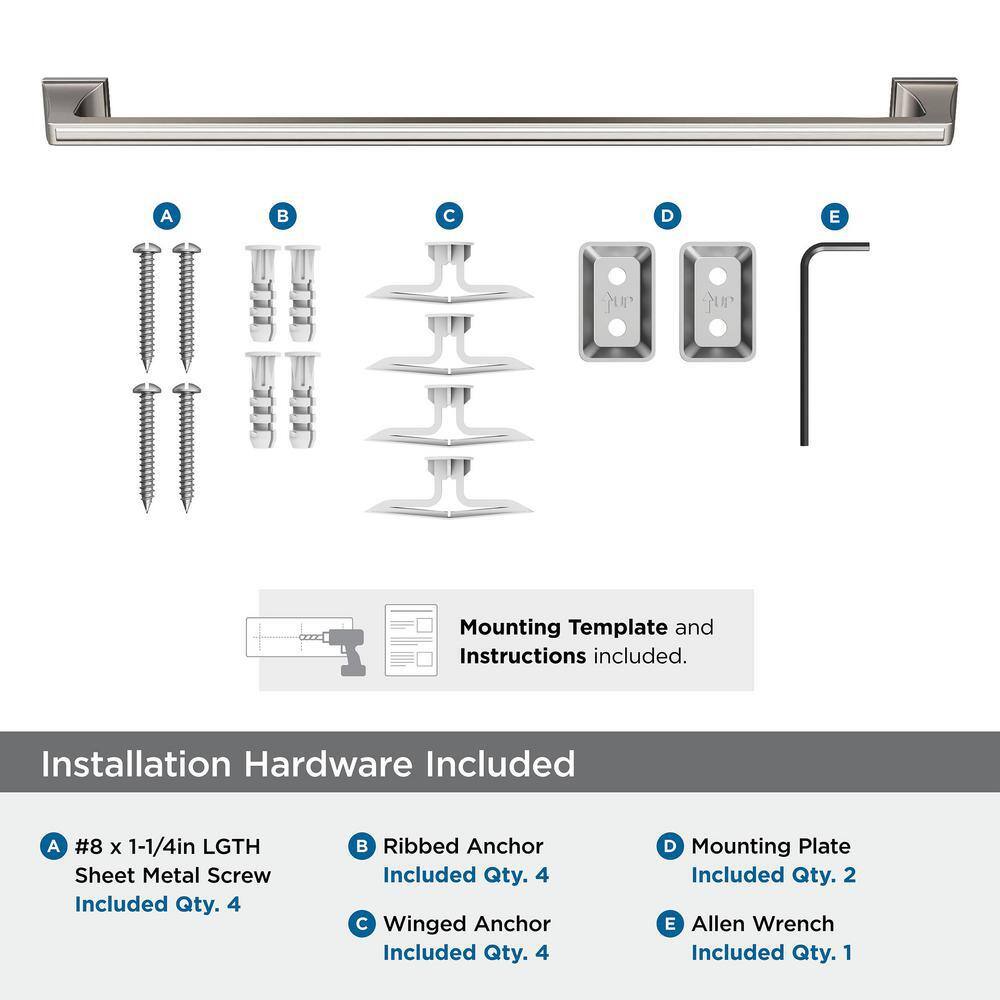 Mulholland Brushed Nickel 24-Inch Wall Mounted Towel Bar
