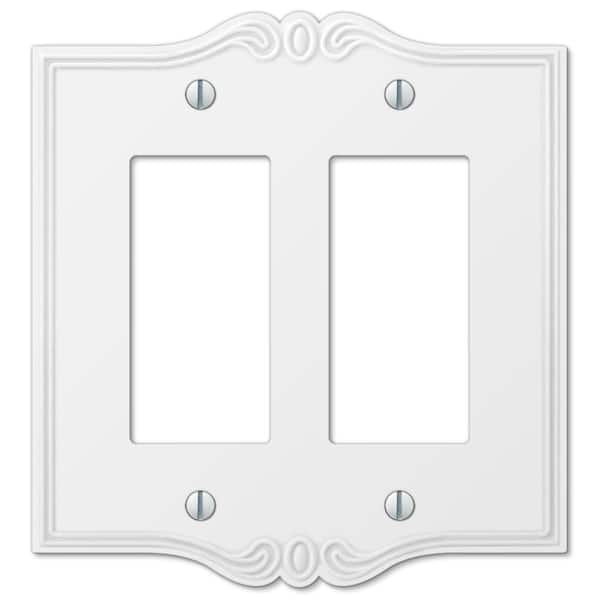 AMERELLE Charleston 2 Gang Rocker Composite Wall Plate - White