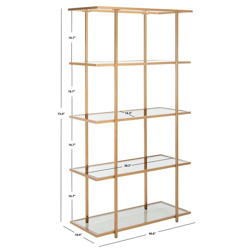 Francis 5-Tier Gold and Clear Glass Etagere
