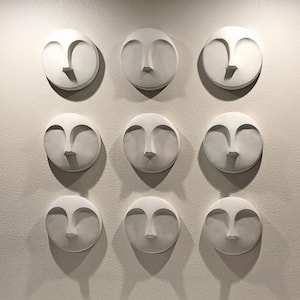 Matte White Round Face Wall Sculpture