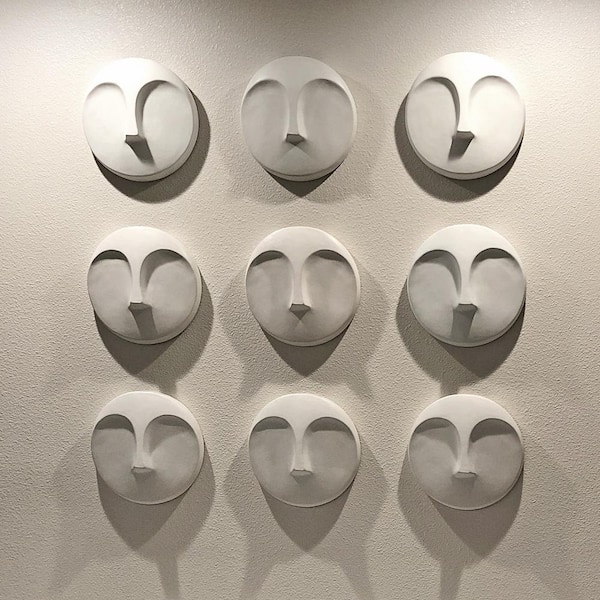 Marley Forrest Matte White Round Face Wall Sculpture