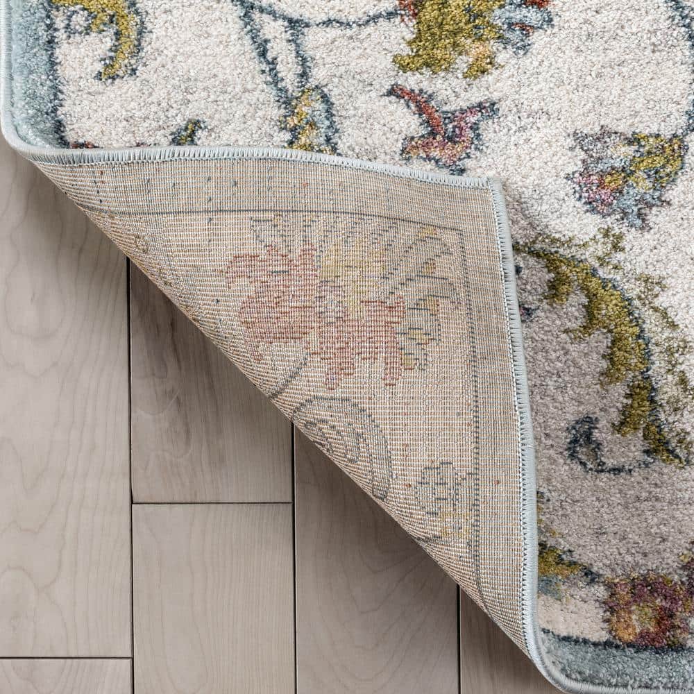 Ivory Rectangular Stain-Resistant Oriental Area Rug