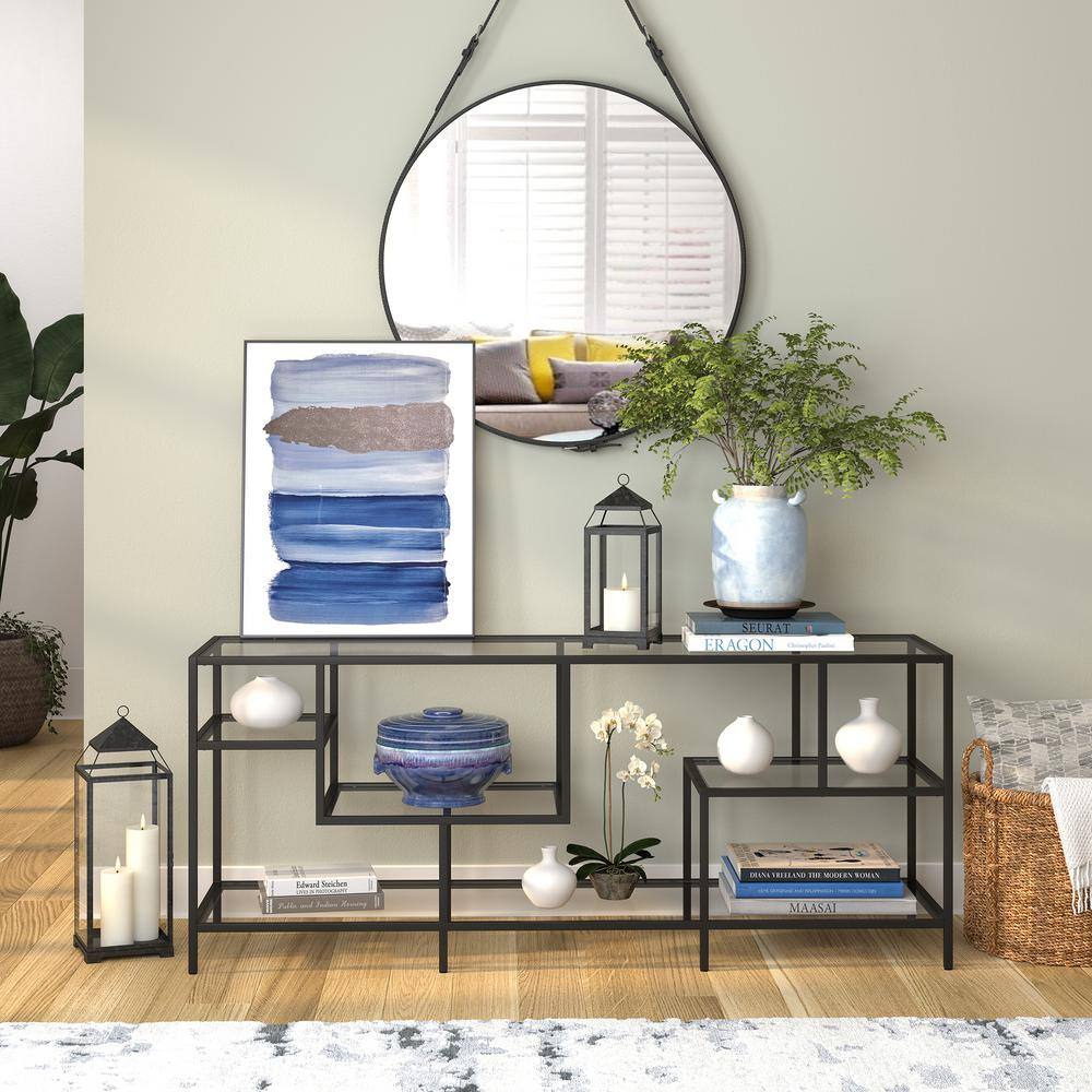 Deveraux 58'' Modern Blackened Bronze TV Stand with Glass Shelves