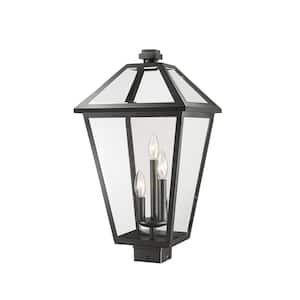 Talbot 3-Light Black 22.25 in. Steel Hardwired Outdoor Weather Resistant Post Light Square Fitter with No Bulb Included