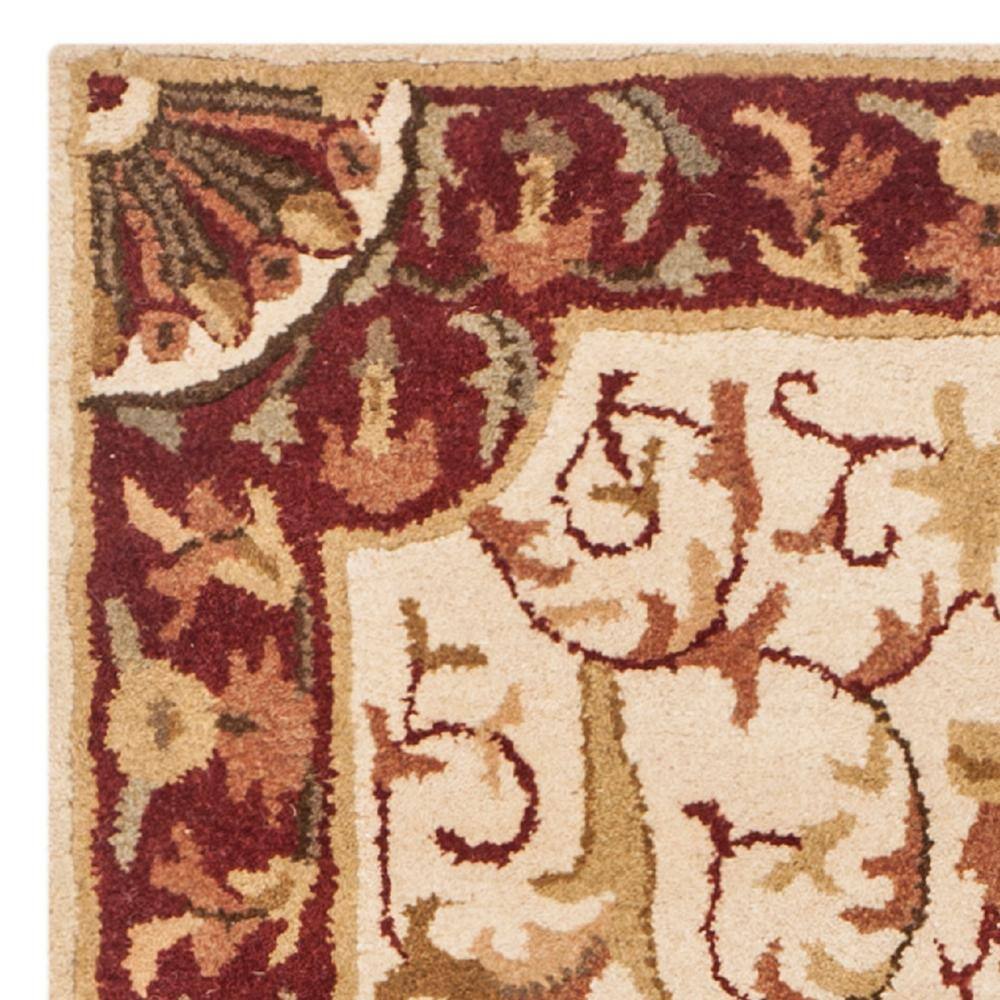 Ivory and Red Hand-Tufted Wool Area Rug 30" x 7"
