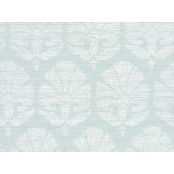 Ronald Redding Blue and White Ottoman Fans Matte Non-pasted Grasscloth Wallpaper 27 in. x 27 ft.